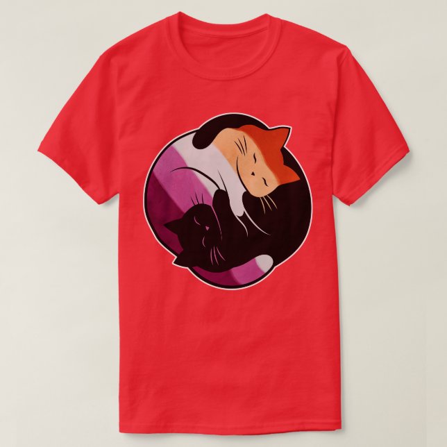 Lesbian Yin Yang Cat T-Shirt (Design Front)