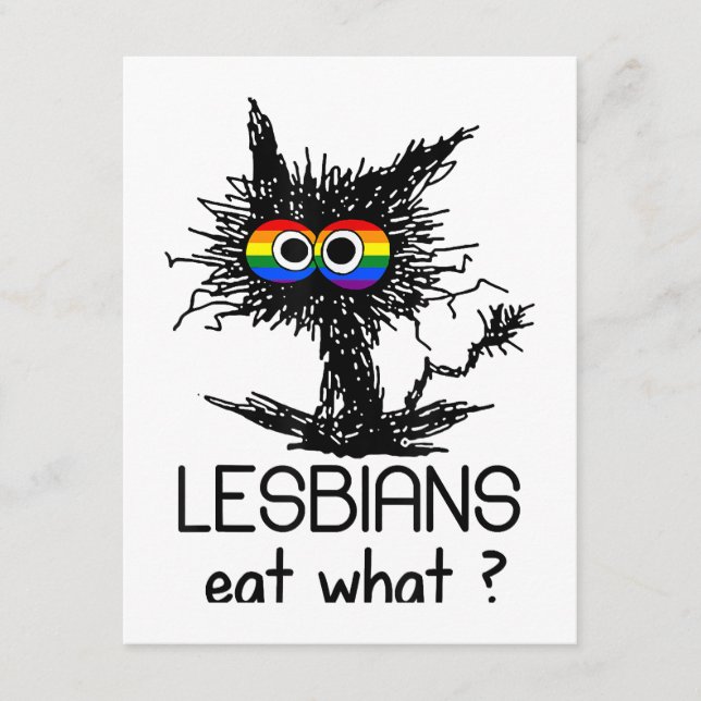 Lesbians Eat What Cat Funny Humor Pun LGBTQ Pride  Enclosure Card (Front)