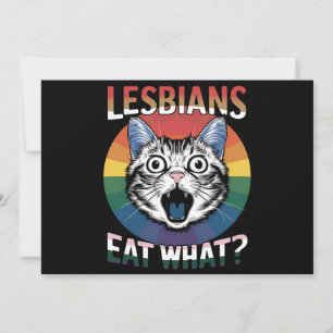 Lesbians Eat What Cat Humor LGBTQ Pride Flag  Invitation