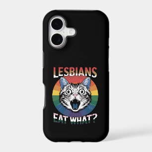 Lesbians Eat What Cat Humor LGBTQ Pride Flag iPhone 17 Case