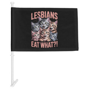 Lesbians Eat What Funny Cat Lesbian LGBTQ Pride Car Flag