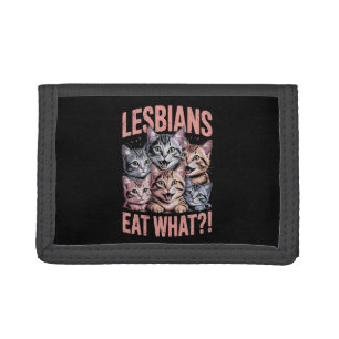 Lesbians Eat What Funny Cat Lesbian LGBTQ Pride Trifold Wallet