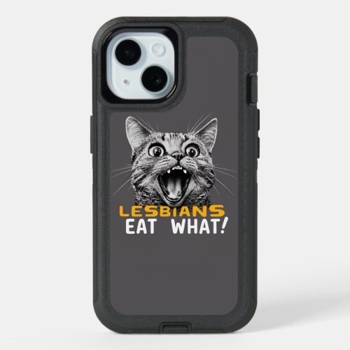 Lesbians Eat What Shocked Cat Funny Sapphic iPhone 15 Case
