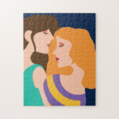 Lesbians in Love Beautiful Women Couple Jigsaw Puzzle