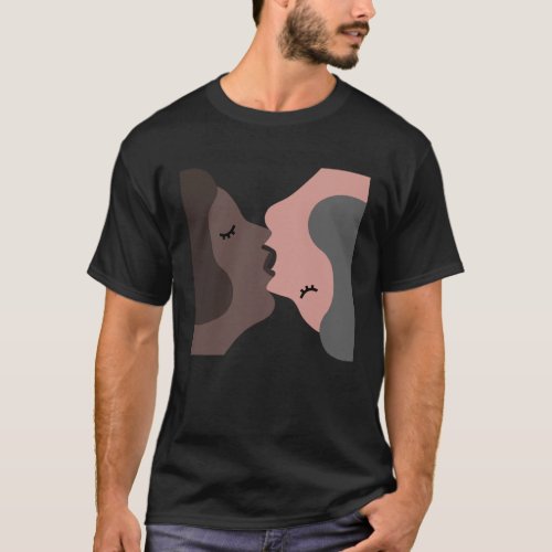 Lesbians Kissing LGBT Homosexual Bisexual Gay Quee T_Shirt