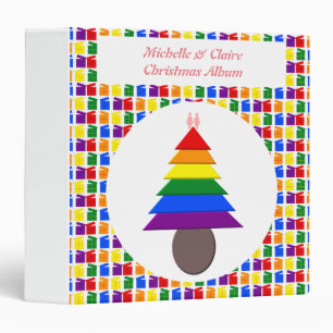 Lesbians Rainbow Christmas Tree and Presents 3 Ring Binder