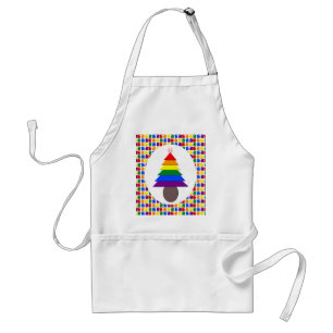 Lesbians Rainbow Christmas Tree and Presents Adult Apron
