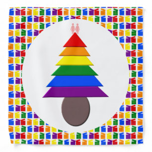 Lesbians Rainbow Christmas Tree and Presents Bandana