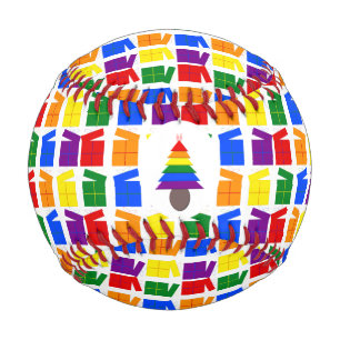 Lesbians Rainbow Christmas Tree and Presents Baseball