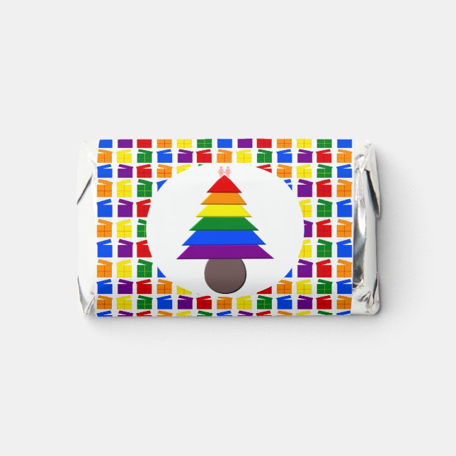 Lesbians Rainbow Christmas Tree and Presents Hershey's Miniatures (Front)