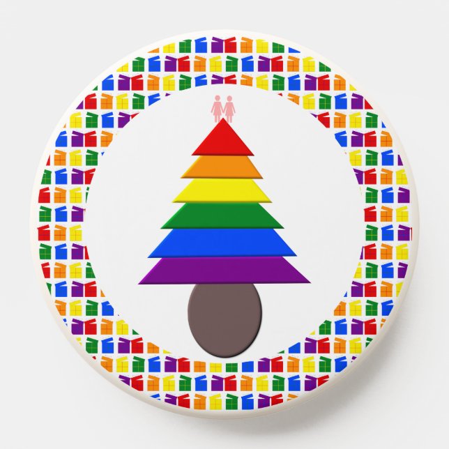 Lesbians Rainbow Christmas Tree and Presents PopSocket (Popsocket)