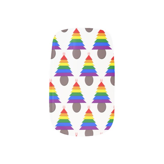 Lesbians Rainbow Christmas Tree Minx Nail Art (Left Thumb)