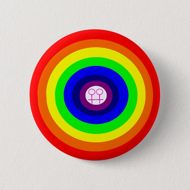 Lesbians Round Rainbow Button (Front)