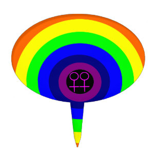 Lesbians Round Rainbow Cake Pick