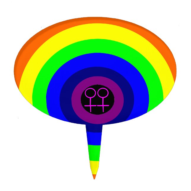Lesbians Round Rainbow Cake Pick (Front)