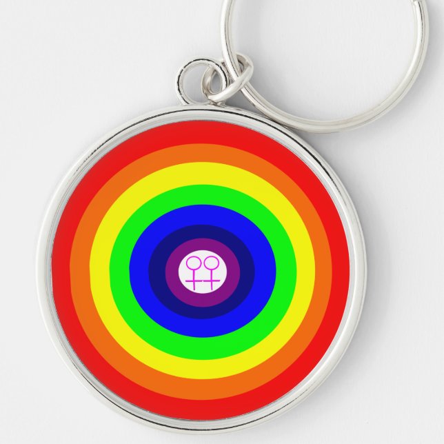 Lesbians Round Rainbow Keychain (Front)