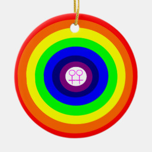 Lesbians Round Rainbow Pendant Ceramic Ornament