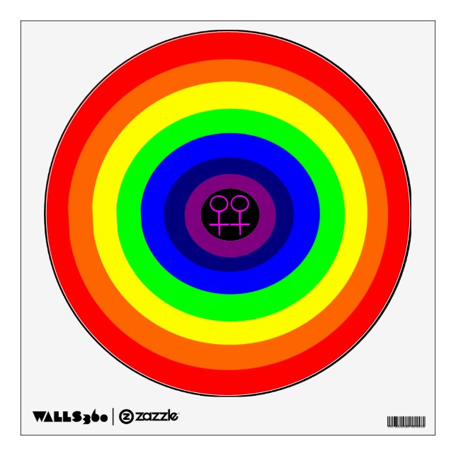 Lesbians Round Rainbow Wall Decal (Front)