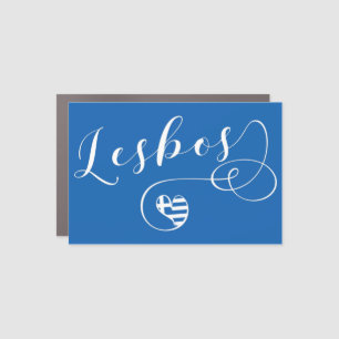 Lesbos, Greek Heart In Flag, Greece Car Magnet