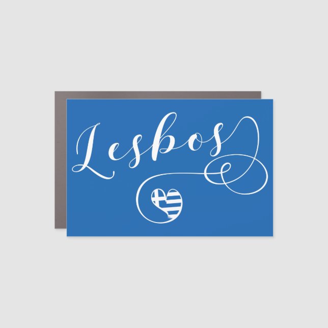 Lesbos, Greek Heart In Flag, Greece Car Magnet (Front)