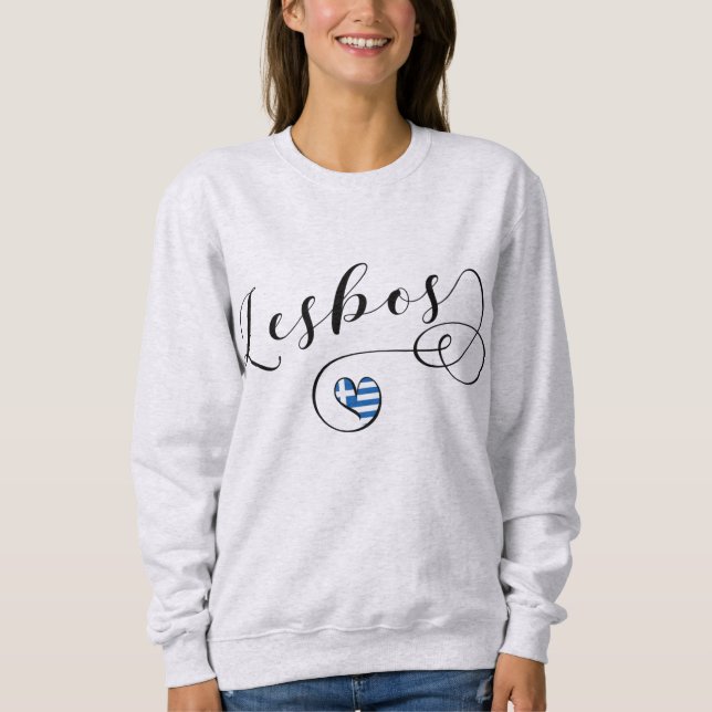 Lesbos, Greek Heart In Flag, Greece Sweatshirt (Front)
