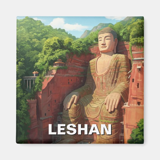 Leshan Giant Buddha China Travel Magnet (Front)