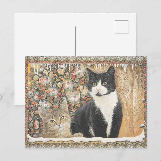 Lesley Anne Ivory Christmas Cat Postcard (Front/Back)