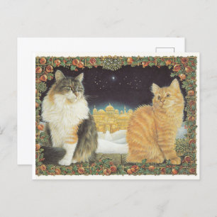 LESLEY ANNE IVORYS CHRISTMAS CAT POSTCARD