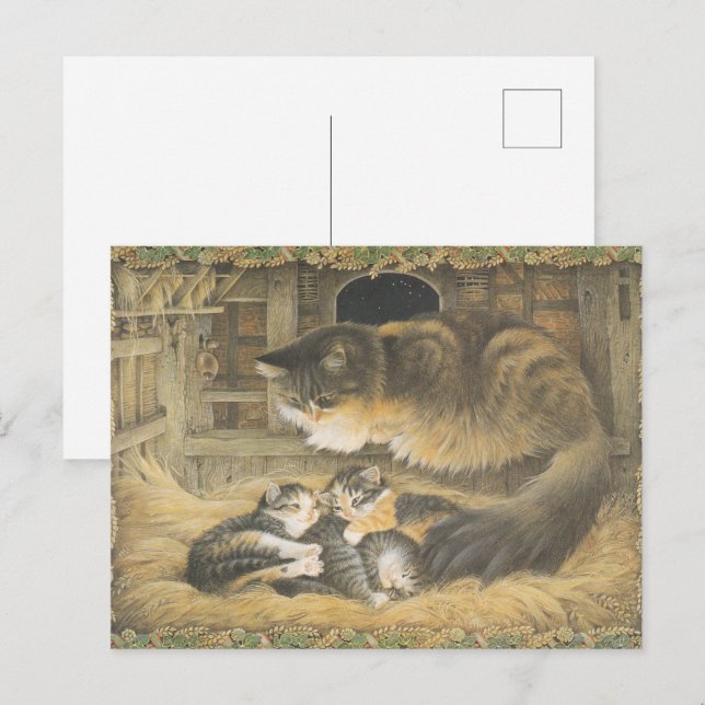 LESLEY ANNE IVORYS CHRISTMAS CAT POSTCARD (Front/Back)