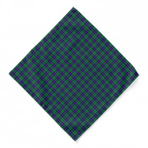 Leslie Clan Hunting Tartan Green and Blue Plaid Bandana