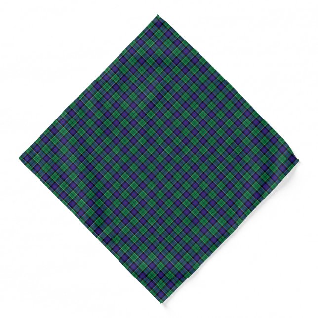 Leslie Clan Hunting Tartan Green and Blue Plaid Bandana (Front)