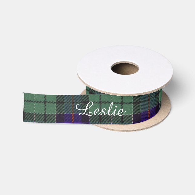 Leslie clan Plaid Scottish tartan Satin Ribbon (Spool)