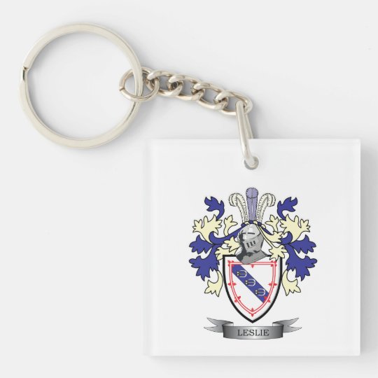 Leslie Family Crest Coat of Arms Keychain