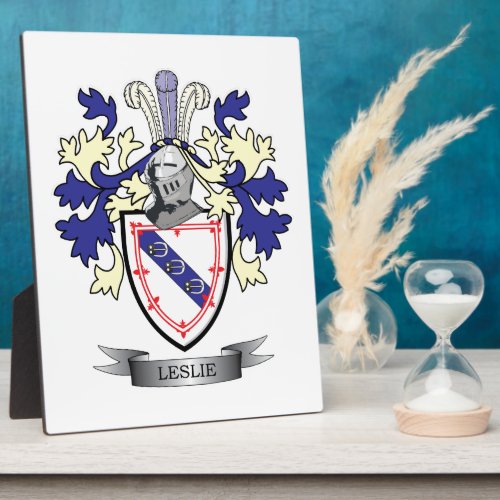Leslie Family Crest Coat of Arms Plaque