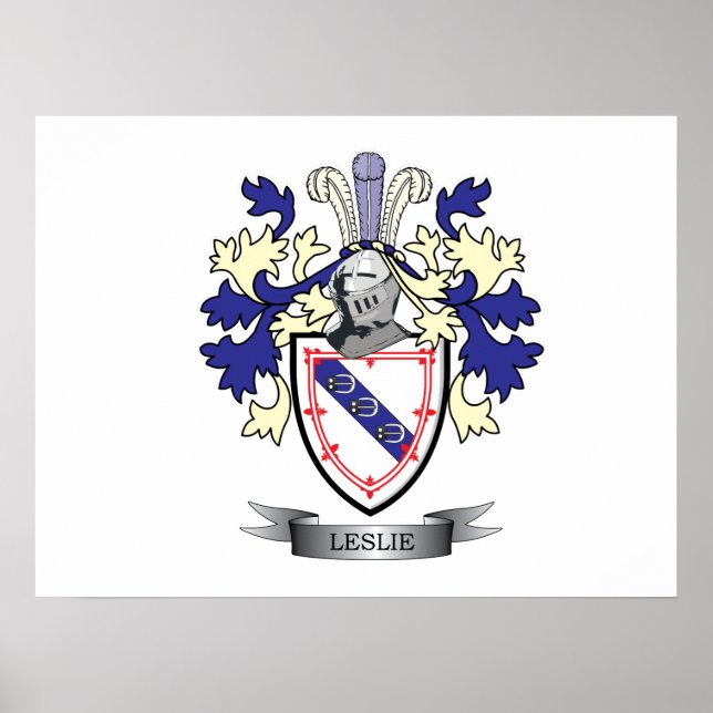 Leslie Family Crest Coat of Arms Poster (Front)