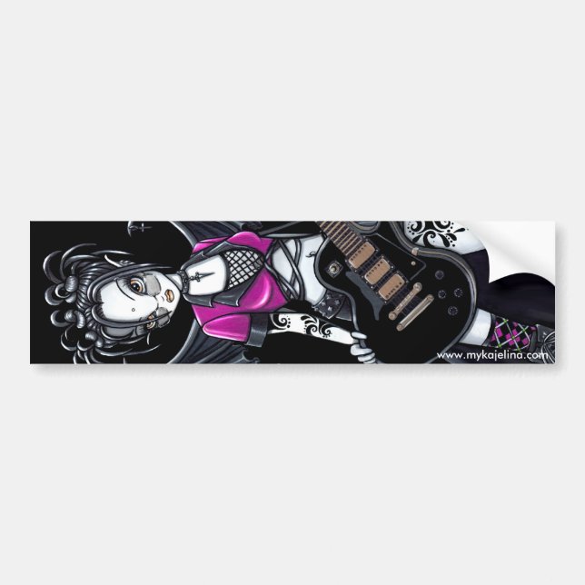Leslie Gothic Black Beauty Guitar Fairy Bumper Sticker (Front)