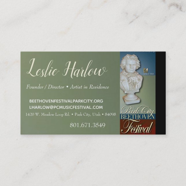 Leslie Harlow Festival Business Card (Front)
