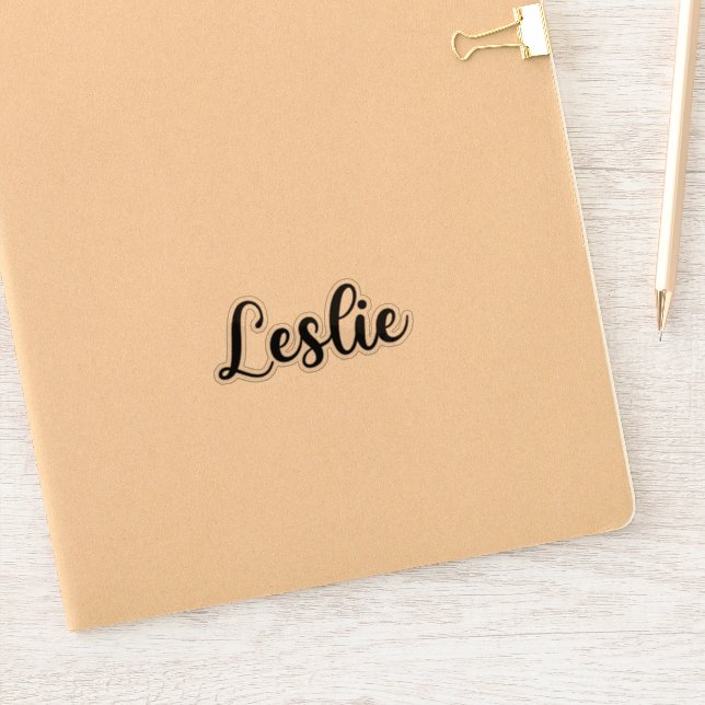 Leslie Name - Handwritten Calligraphy Sticker | Zazzle