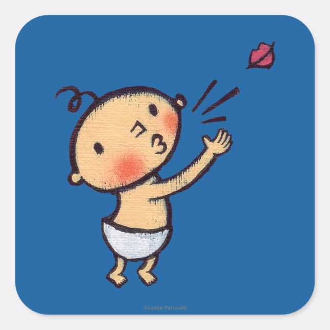 Leslie Patricelli Blow a Kiss Baby Square Sticker (Front)