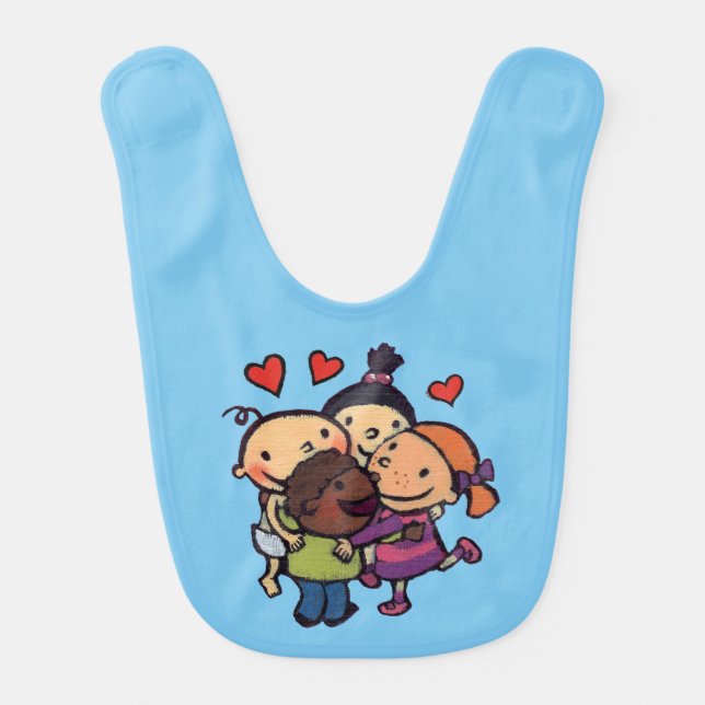 Leslie Patricelli Group Hug with Friends Baby Bib (Front)