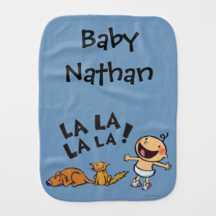 Leslie Patricelli Singing Baby with Bunny Slippers Baby Burp Cloth