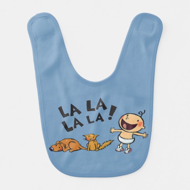 Leslie Patricelli Singing Baby with Bunny Slippers Bib (Front)