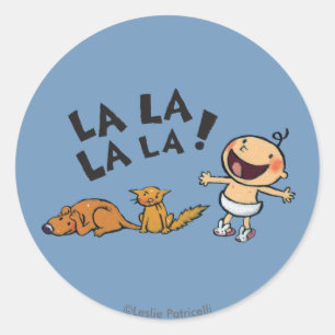 Leslie Patricelli Singing Baby with Bunny Slippers Classic Round Sticker