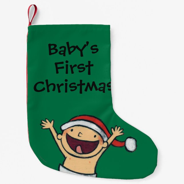 Leslie Patricelli's Baby Dancing In Santa Hat Small Christmas Stocking (Front)