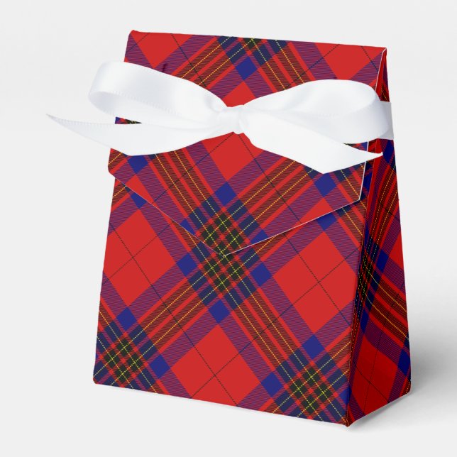 Leslie tartan red blue purple plaid favor boxes (Front Side)