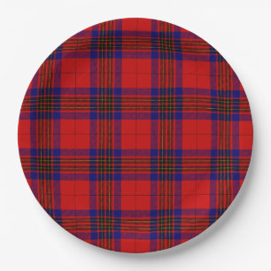 Leslie tartan red blue purple plaid paper plates