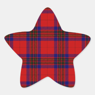 Leslie tartan red blue purple plaid star sticker