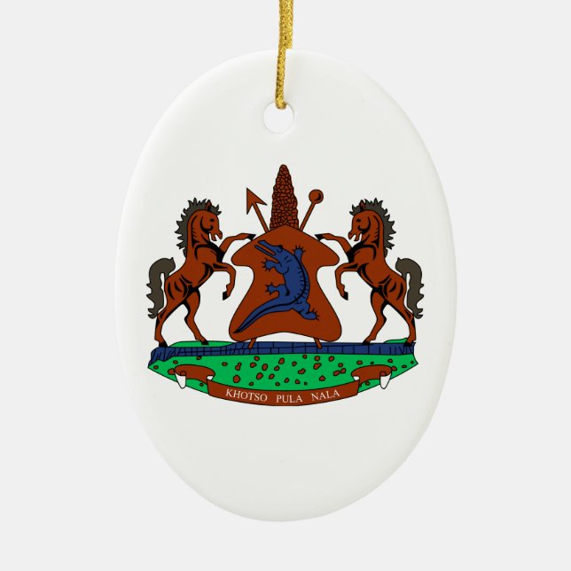 Lesotho Coat of Arms Ceramic Ornament (Front)
