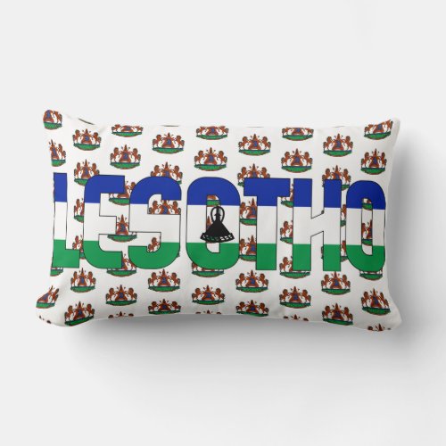 Lesotho Flag and Coat of Arms Patriotic Lumbar Pillow
