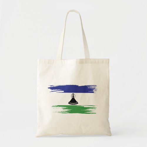 Lesotho Flag Brush Art Tote Bag